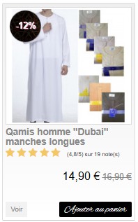 Qamis blanc col rond pas cher